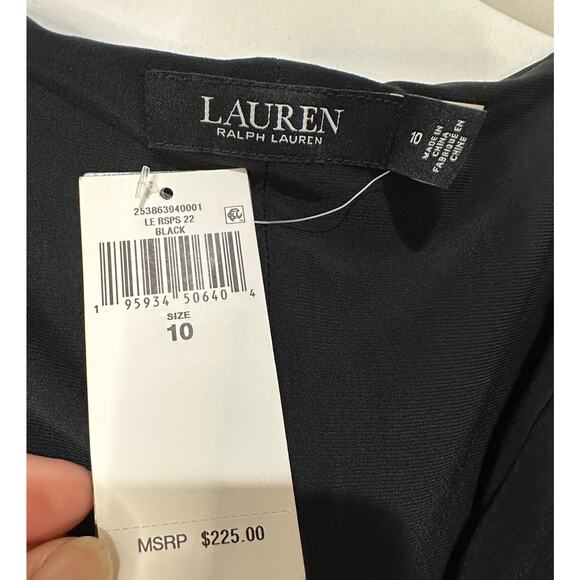 Lauren Ralph Lauren Jersey Off-the-Shoulder Gown Dress Black Size 10 NWT Elegant - Picture 8 of 14